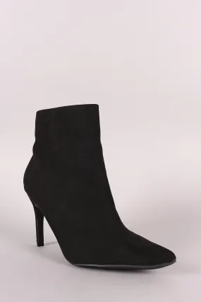 Bamboo Suede Pointy Toe Kitten Heeled Booties