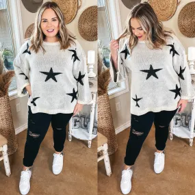 Brightest Dreams Star Print Oversized Sweater in Ivory