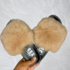 Caramel Fur slides- Adult size (half covered)