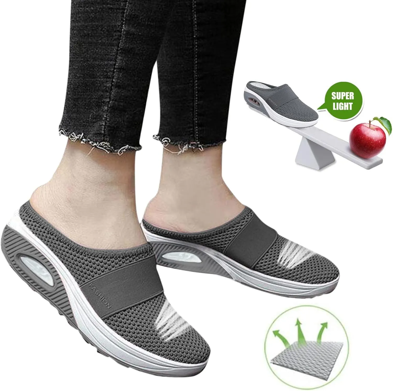 Cathalem Mule Sneakers for Women Breathable Mesh Walking Mules Shoes Lightweight Slip On Backless Sneakers for Women