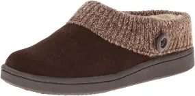 Clarks Women's Knit Scuff Leather Slipper Mules Sweater Cuff Clog (6, Brown)
