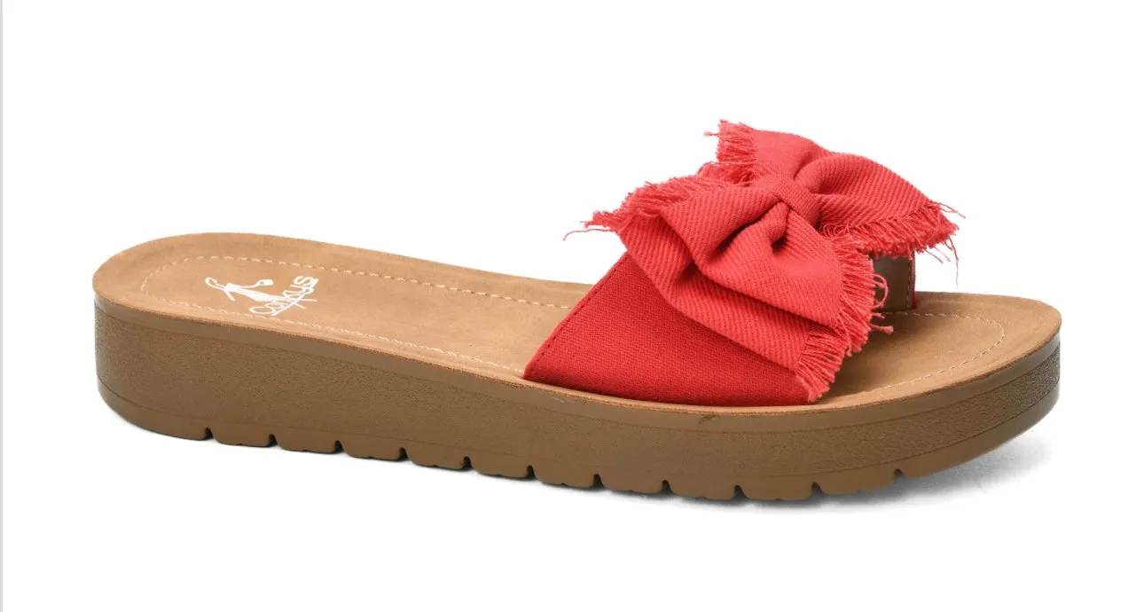 Corky’s Spray Tan Red Canvas Sandals