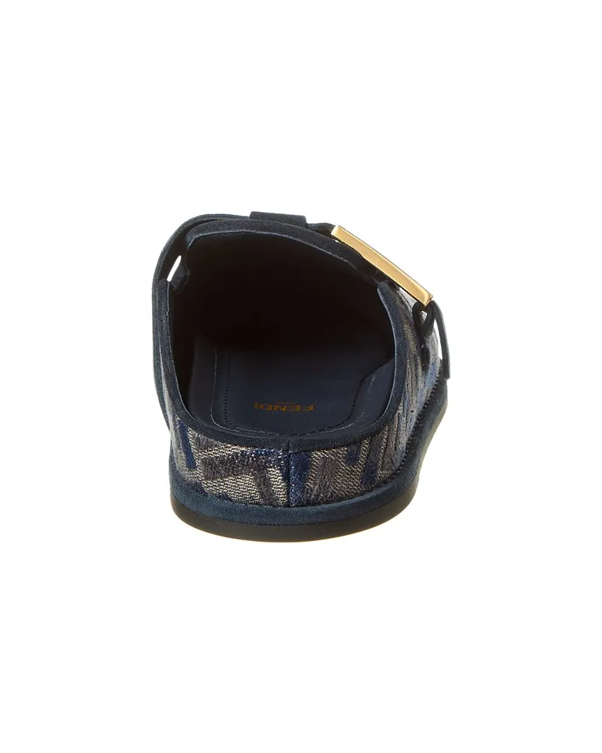 FENDI FF Logo Jacquard & Suede Mule
