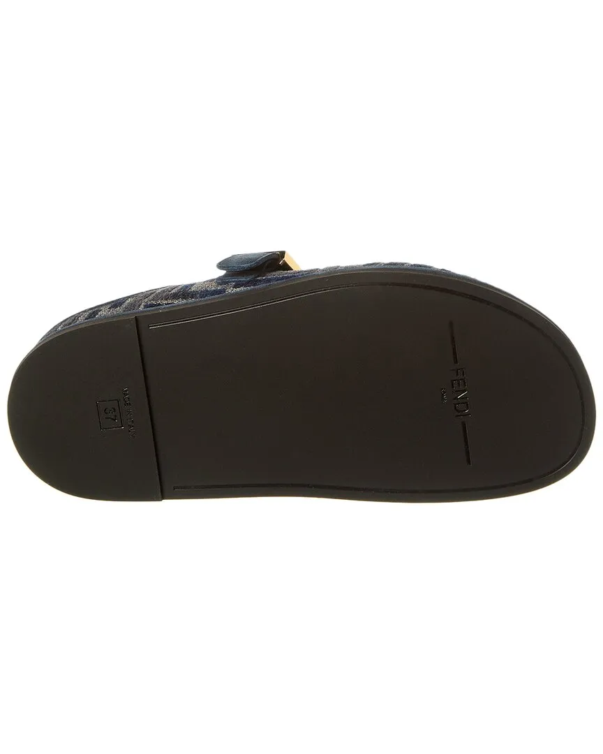 FENDI FF Logo Jacquard & Suede Mule