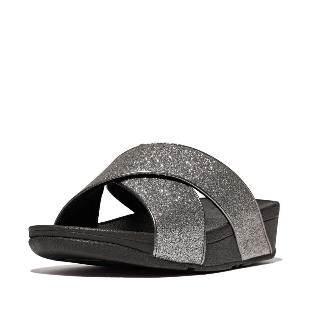 Fitflop Lulu Glitterdust Cross Slides Pewter
