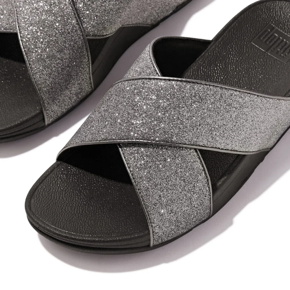 Fitflop Lulu Glitterdust Cross Slides Pewter