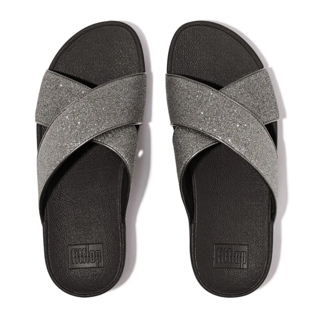 Fitflop Lulu Glitterdust Cross Slides Pewter
