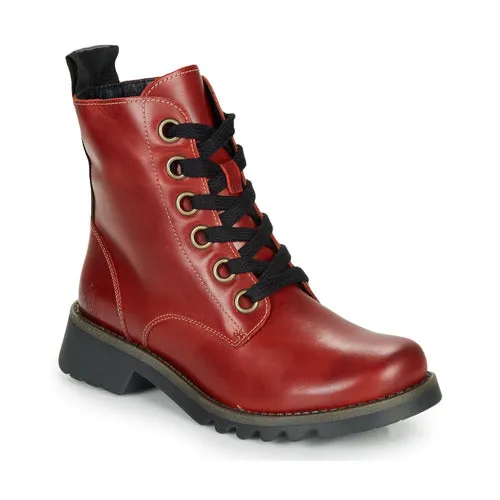 Fly London Ankle Boot Ragi RED Soft Leather Military Style Lace Boot