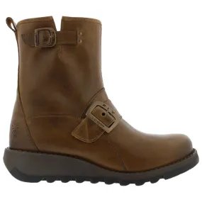 Fly London Ankle Boot Sino CAMEL Leather Biker Style