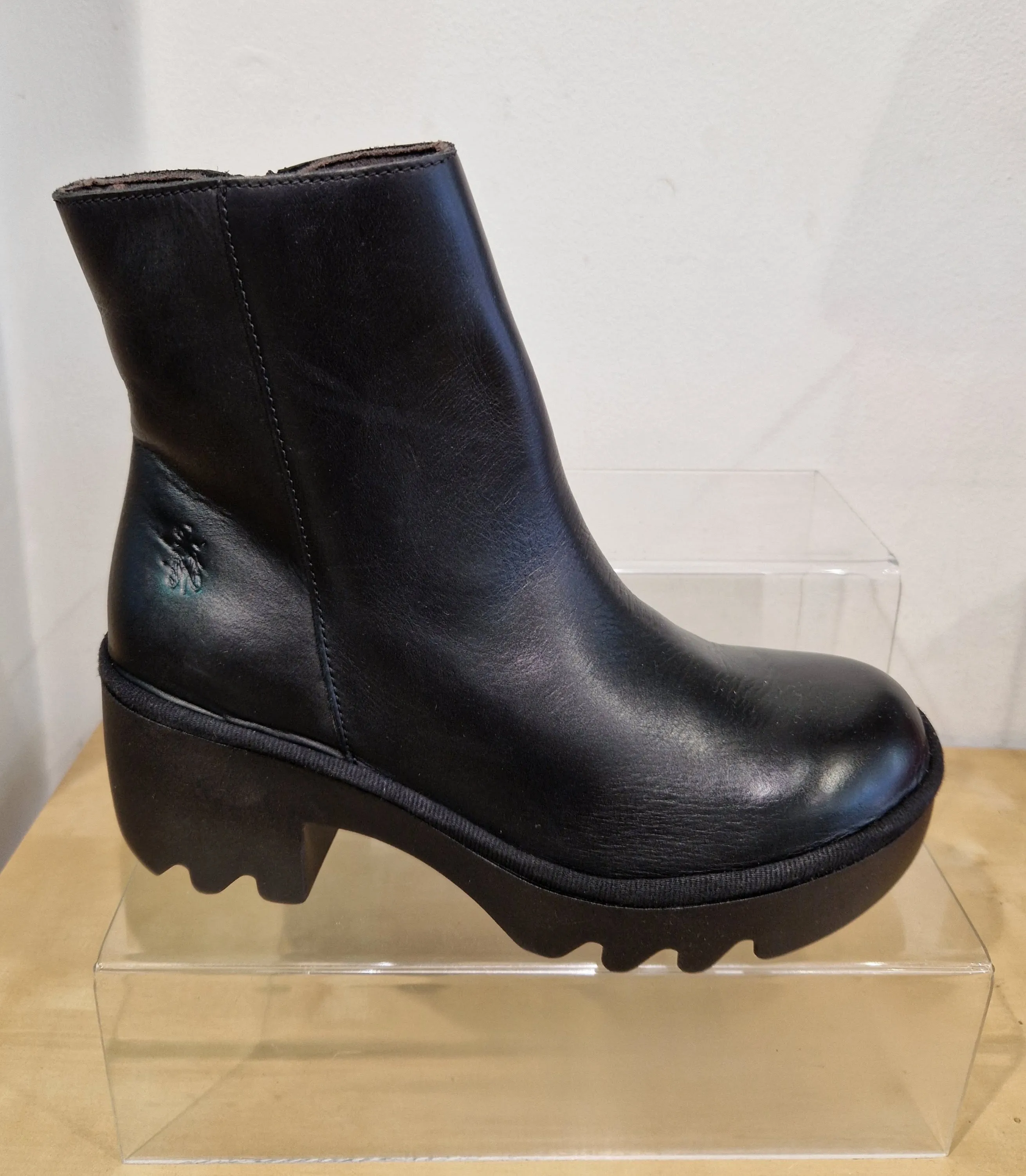 Fly London Toor  Chunky Sole Zip Ankle Boot  BLACK