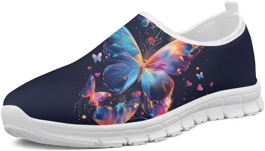 Forchrinse Blue Dolphin Tie Dye Mens Womens Walking Shoes Slip on Loafer Shoes Travel Causal Sport Sneakers Lightweight