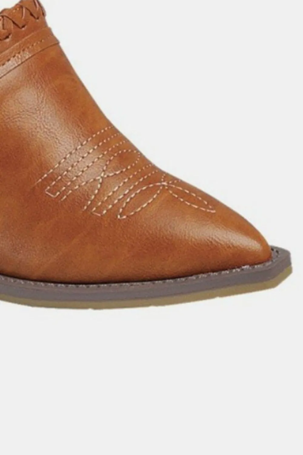 Forever Link Pointy Toe Slip On Chunky Mules in Tan Caramel