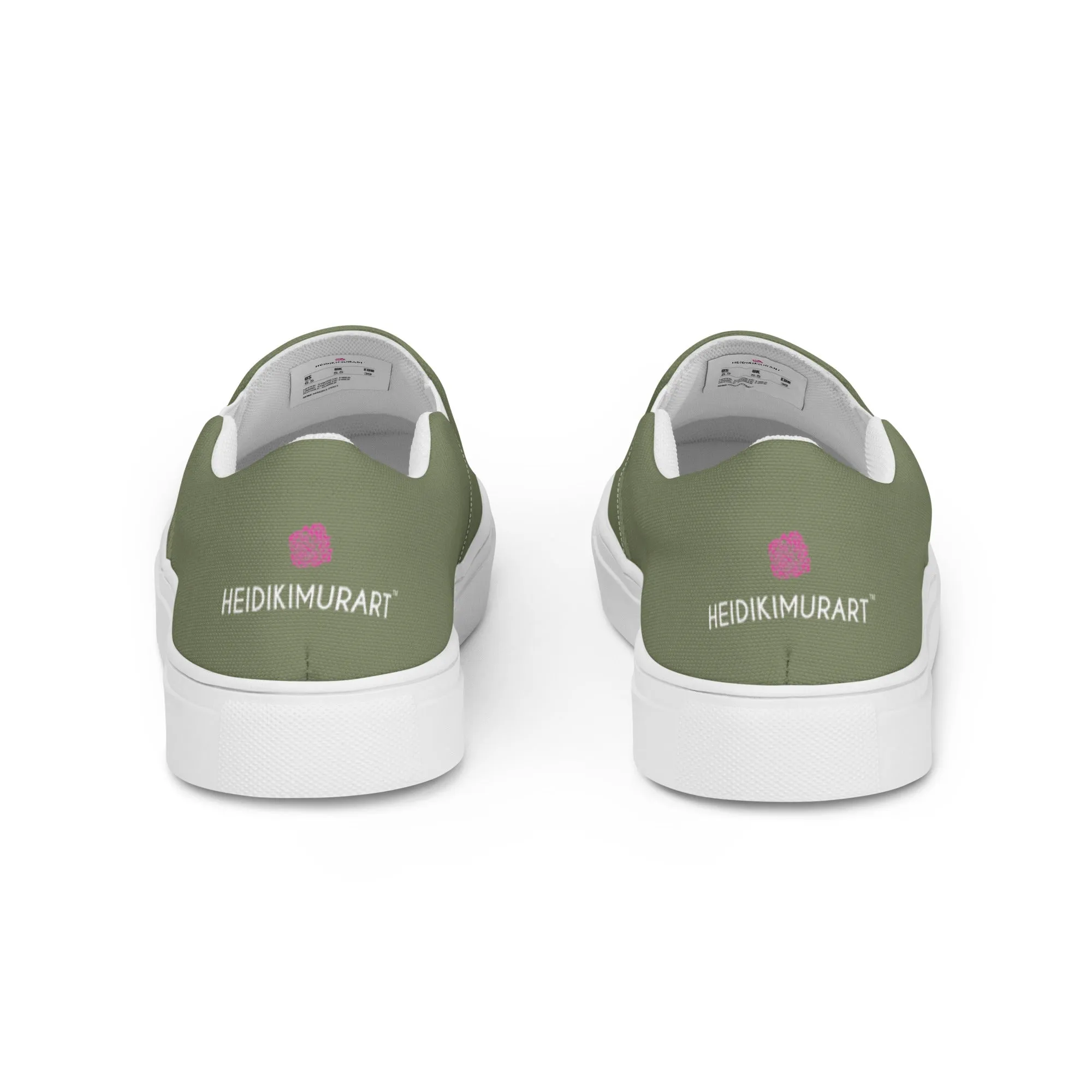 Green Women's Slip On Shoes, Solid Pastel Green Color Modern Minimalist Women’s Slip-On Canvas Shoes (US Size: 5-12)