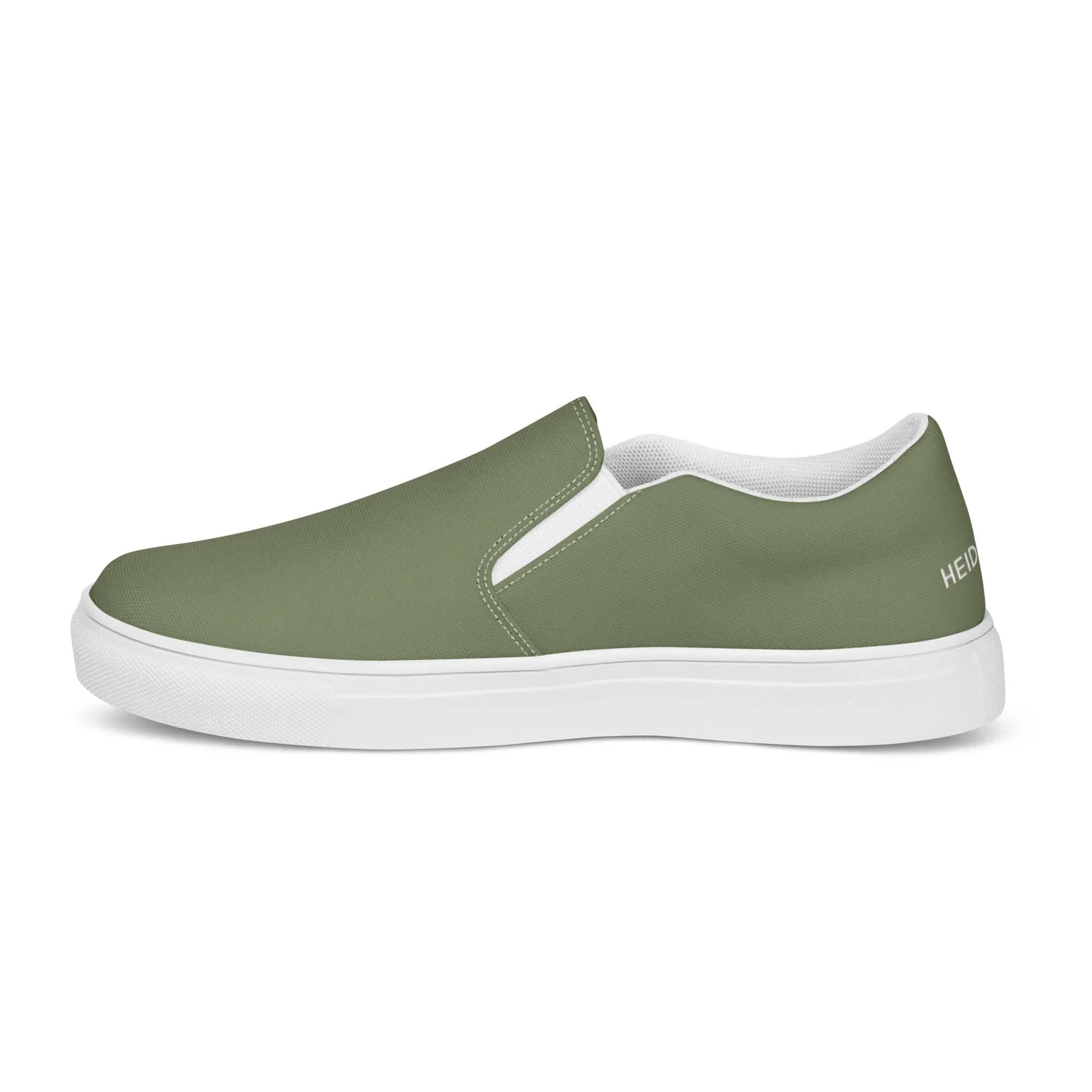 Green Women's Slip On Shoes, Solid Pastel Green Color Modern Minimalist Women’s Slip-On Canvas Shoes (US Size: 5-12)