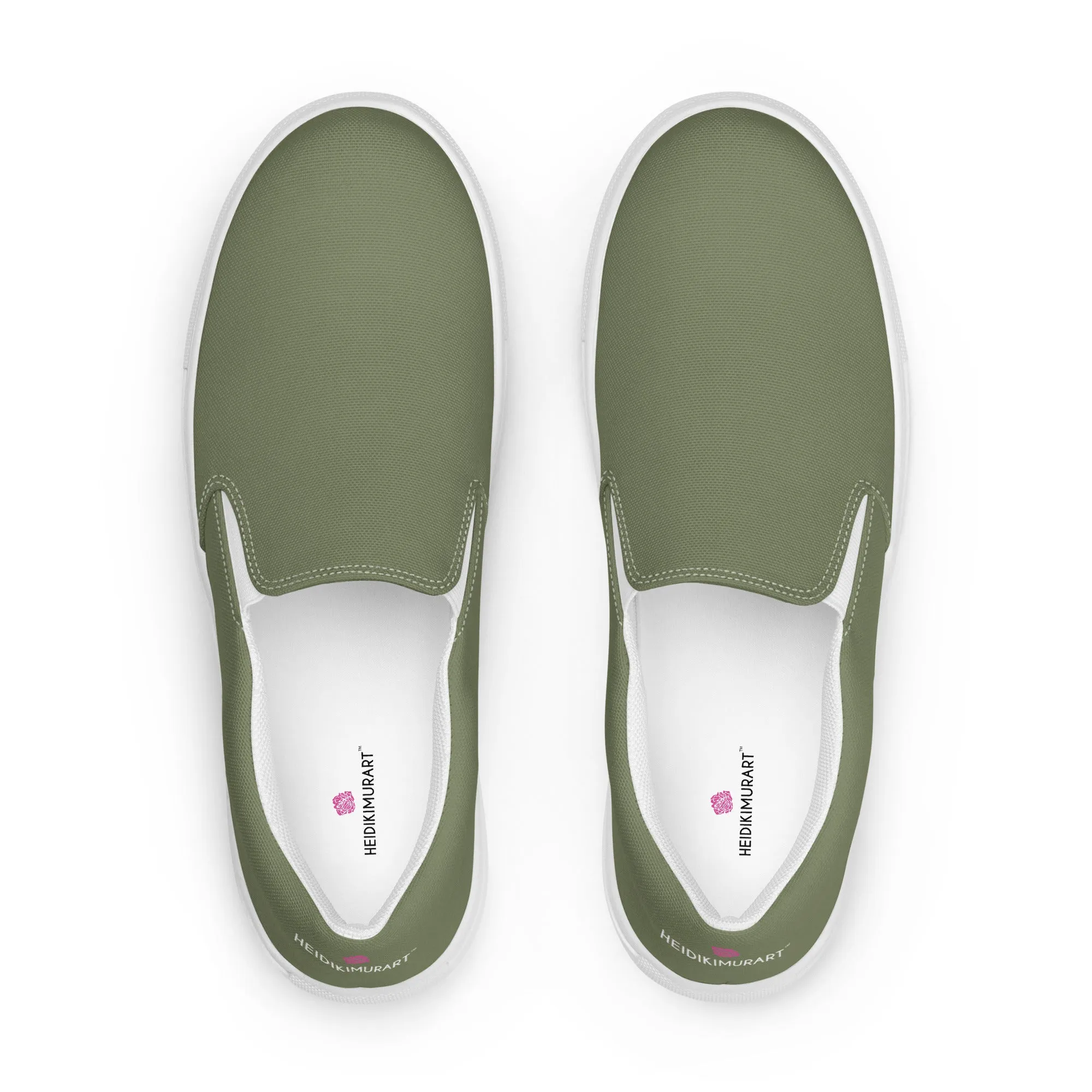 Green Women's Slip On Shoes, Solid Pastel Green Color Modern Minimalist Women’s Slip-On Canvas Shoes (US Size: 5-12)