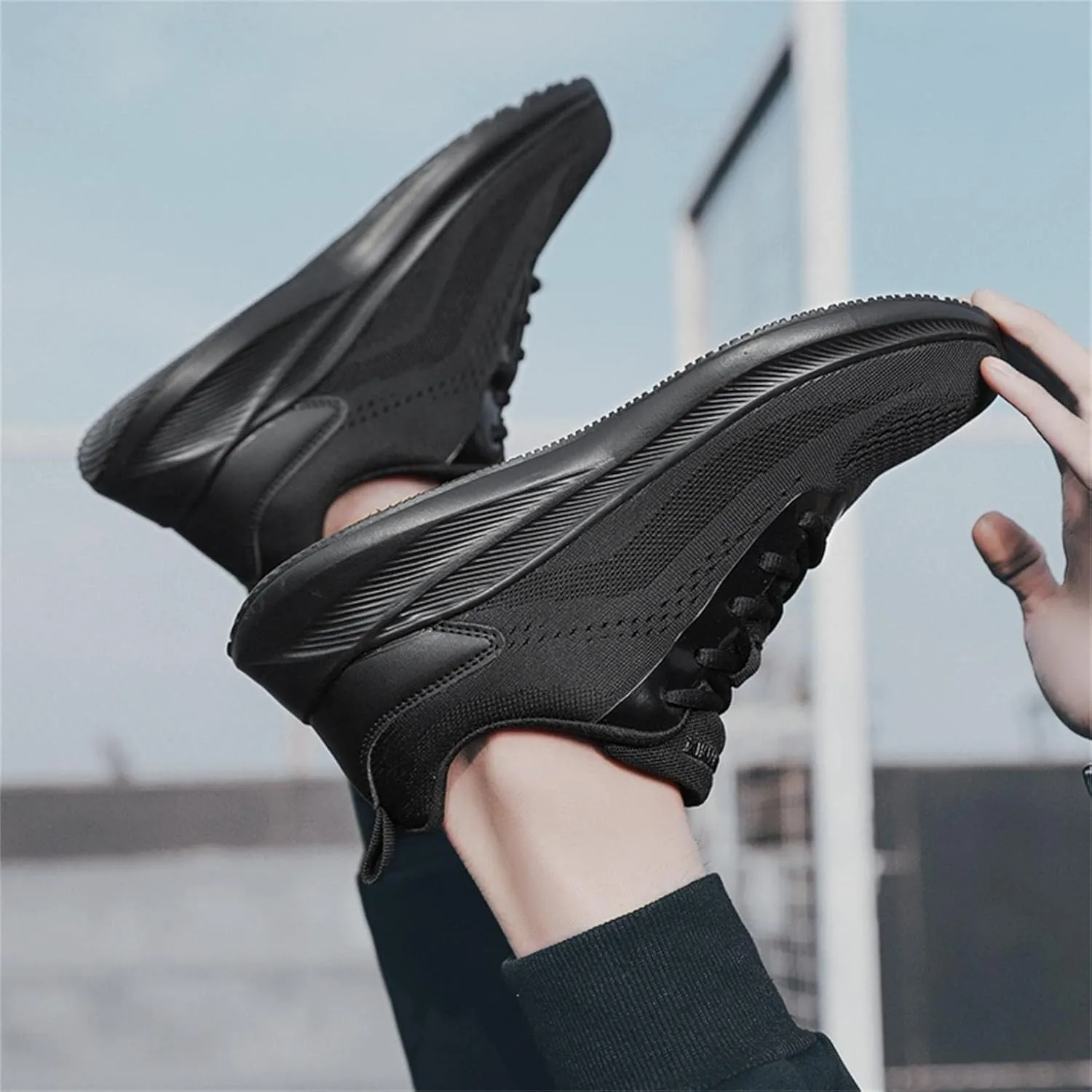 Hbeylia Men's Lace Up Sneakers Memory Foam Walking Hiking Trainning Shoes Lightweight Comfortable Mesh Anti Skid Running Athletic Rider Sport Shoes Fashion Sneakers For Boys Student