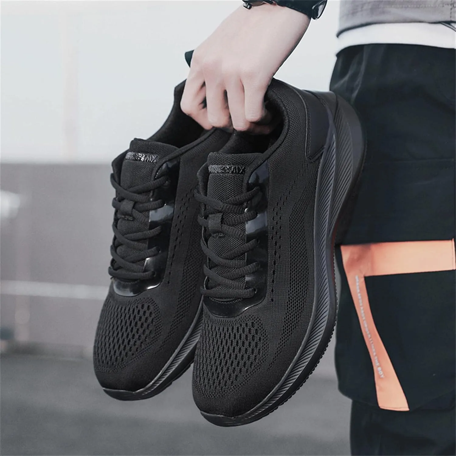 Hbeylia Men's Lace Up Sneakers Memory Foam Walking Hiking Trainning Shoes Lightweight Comfortable Mesh Anti Skid Running Athletic Rider Sport Shoes Fashion Sneakers For Boys Student