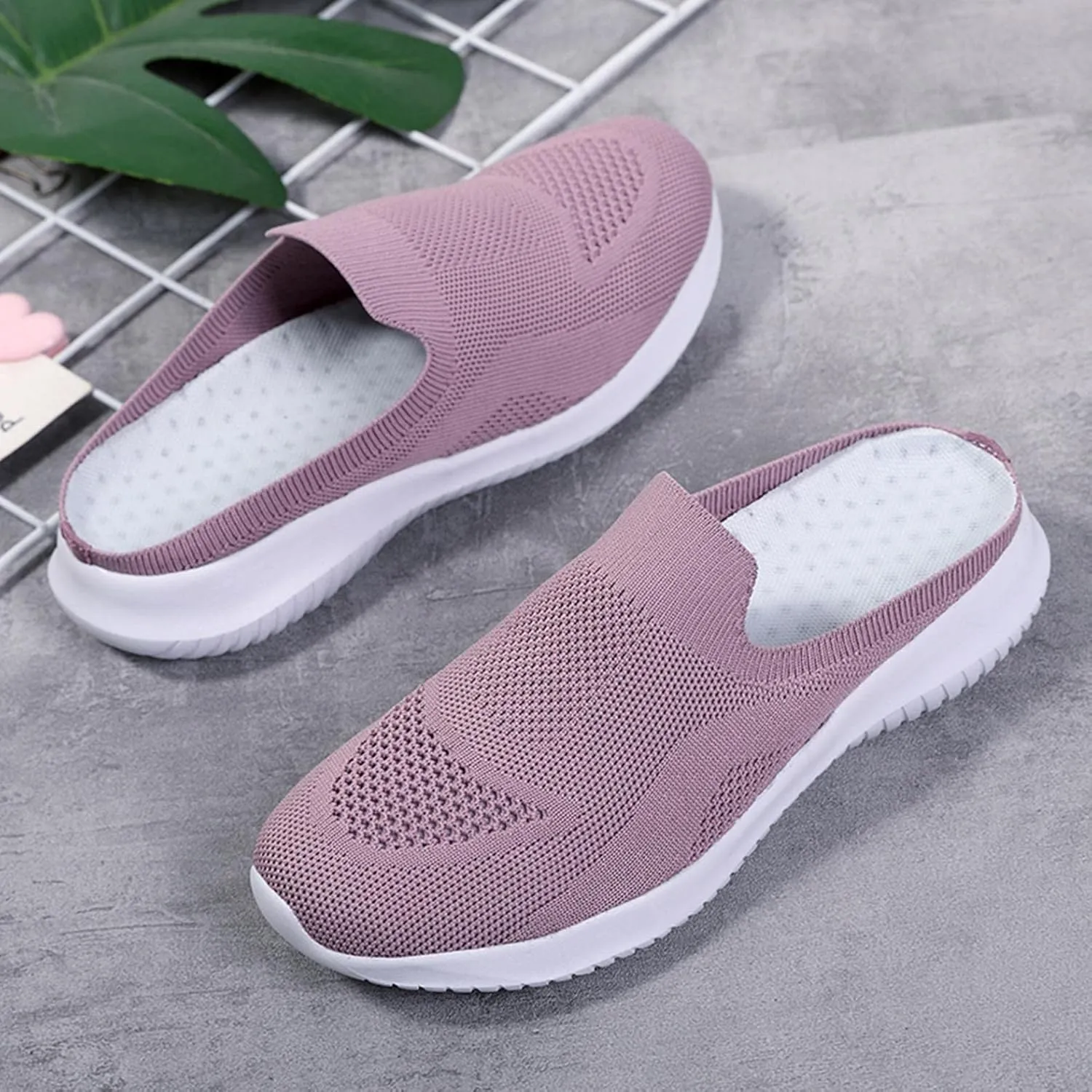 Hbeylia Slip On Mesh Sneakers For Women Walking Running Breathable Mule Air Cushion Athletic Sport Shoes Fashion Casual Workout Gym Fitness Slides Work Nurse Sliders Shoes