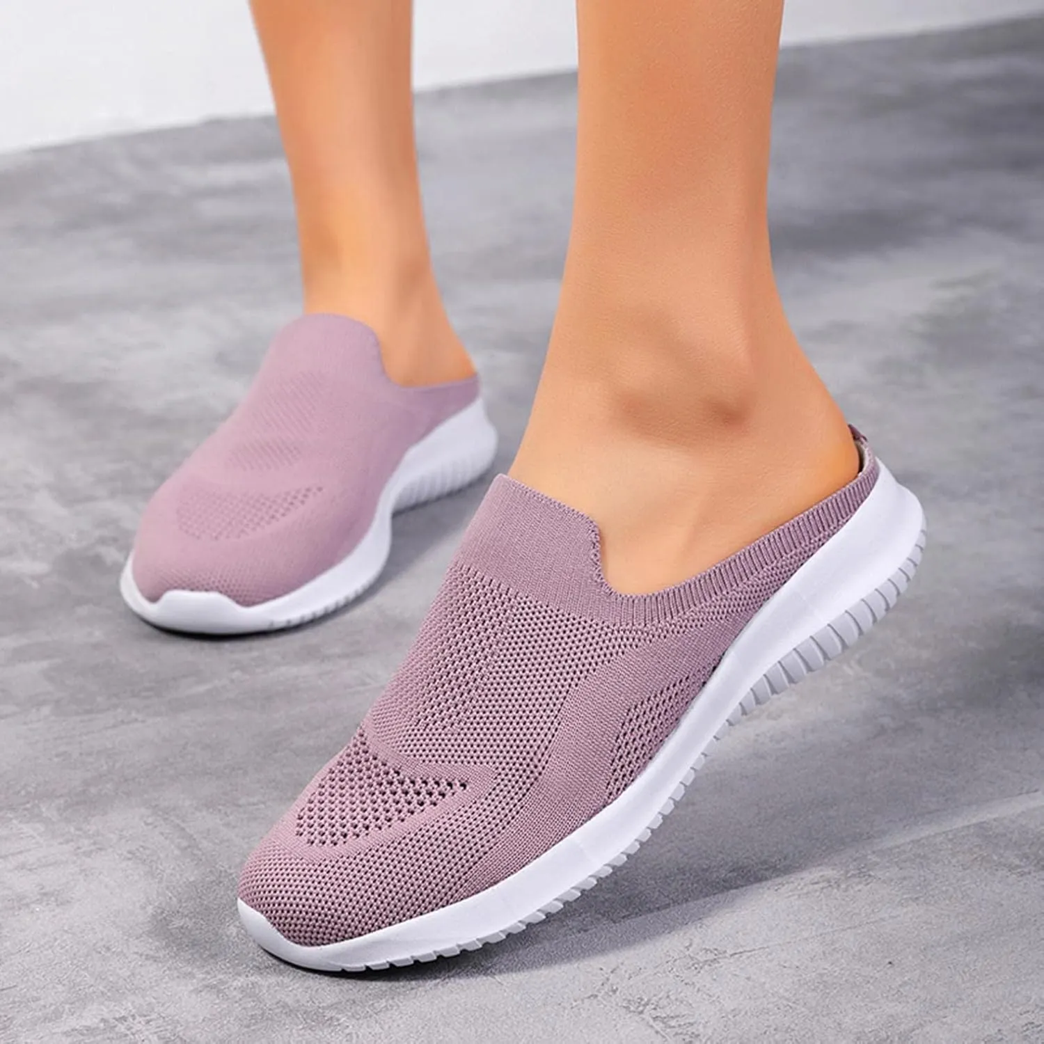 Hbeylia Slip On Mesh Sneakers For Women Walking Running Breathable Mule Air Cushion Athletic Sport Shoes Fashion Casual Workout Gym Fitness Slides Work Nurse Sliders Shoes