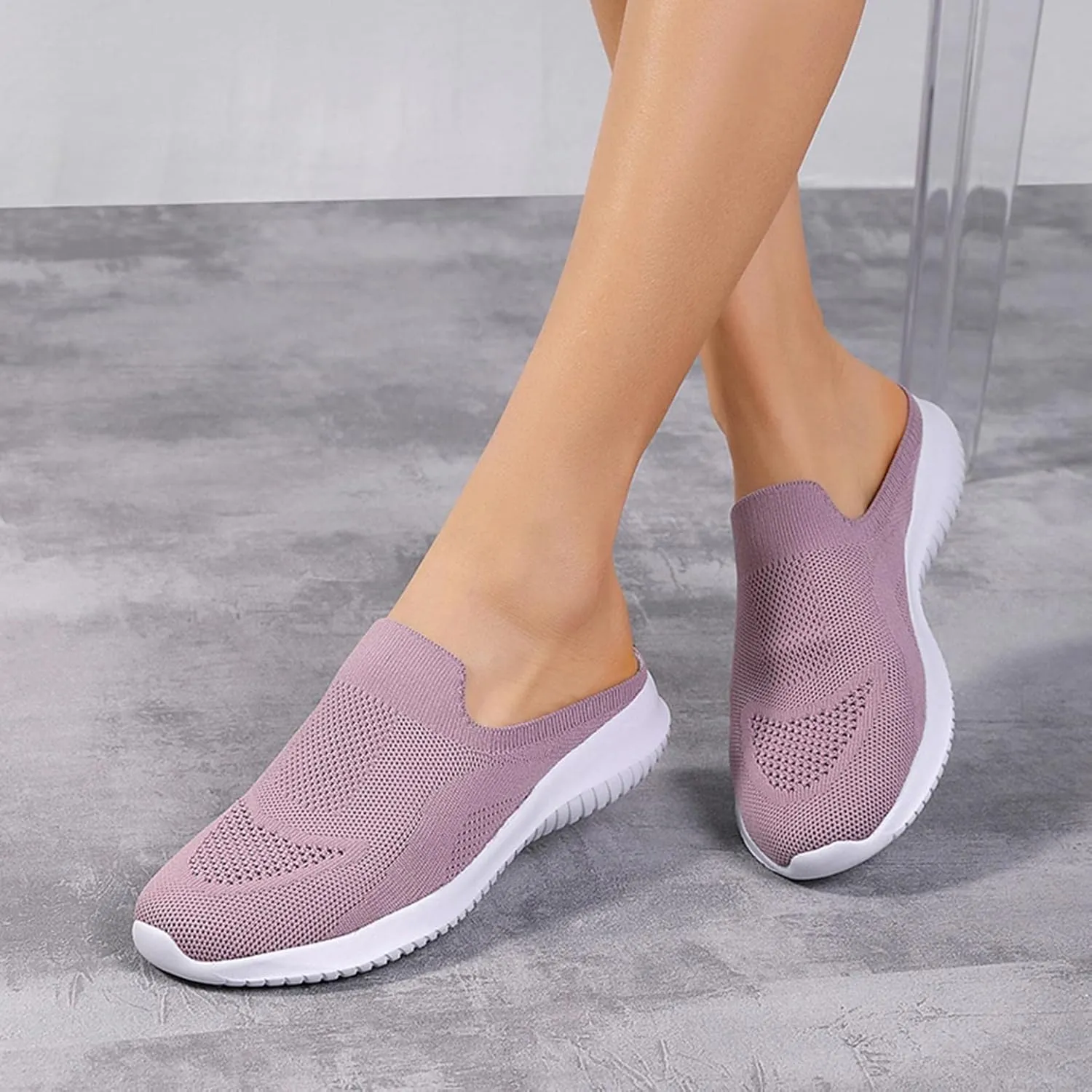 Hbeylia Slip On Mesh Sneakers For Women Walking Running Breathable Mule Air Cushion Athletic Sport Shoes Fashion Casual Workout Gym Fitness Slides Work Nurse Sliders Shoes