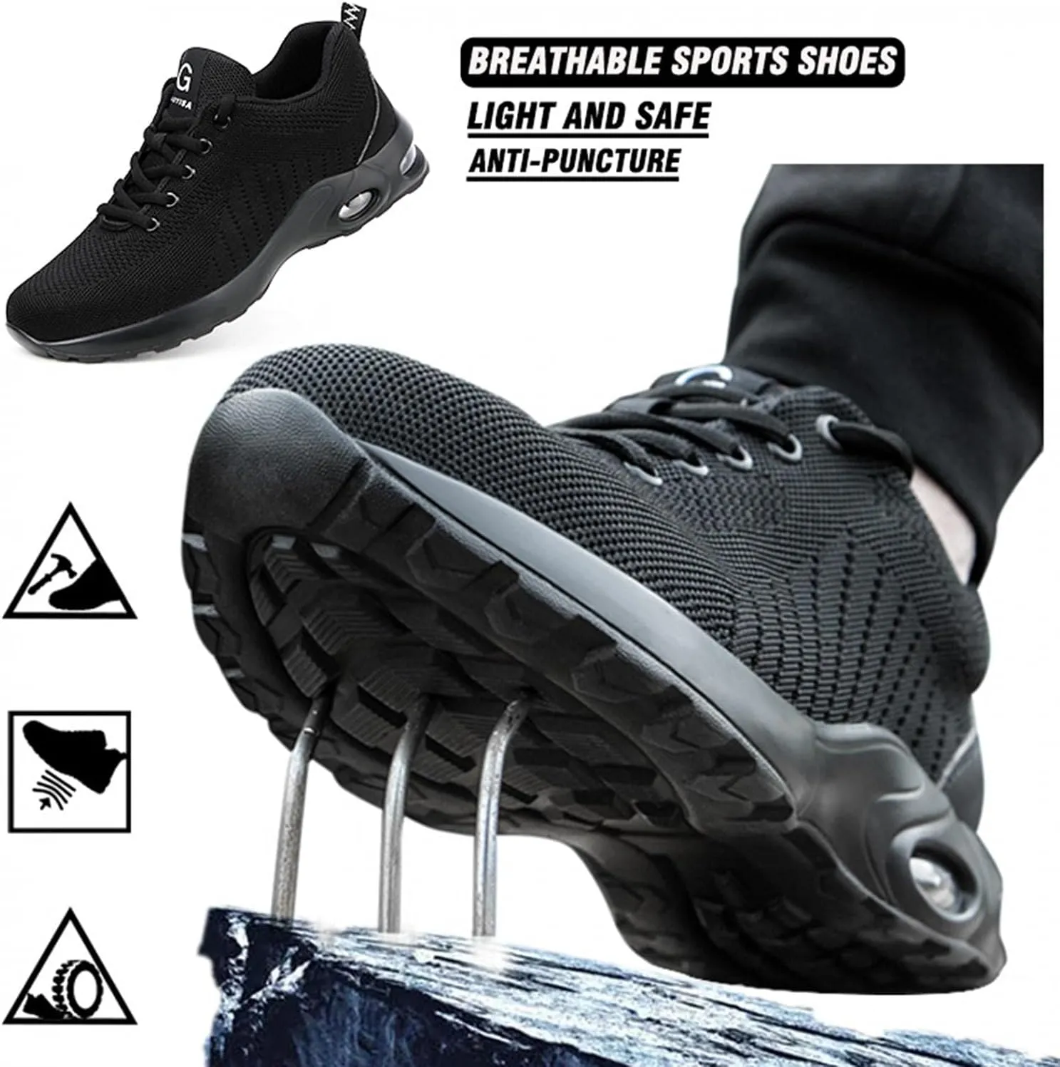 Hbeylia Walking Shoes For Women Men Fashion Durable Non Slip Lace Up Slip On Sneakers Breathable Lightweight Mesh Athletic Running Hiking Tennis Sport Shoes Air Cushion Trainers Driving Work Shoes