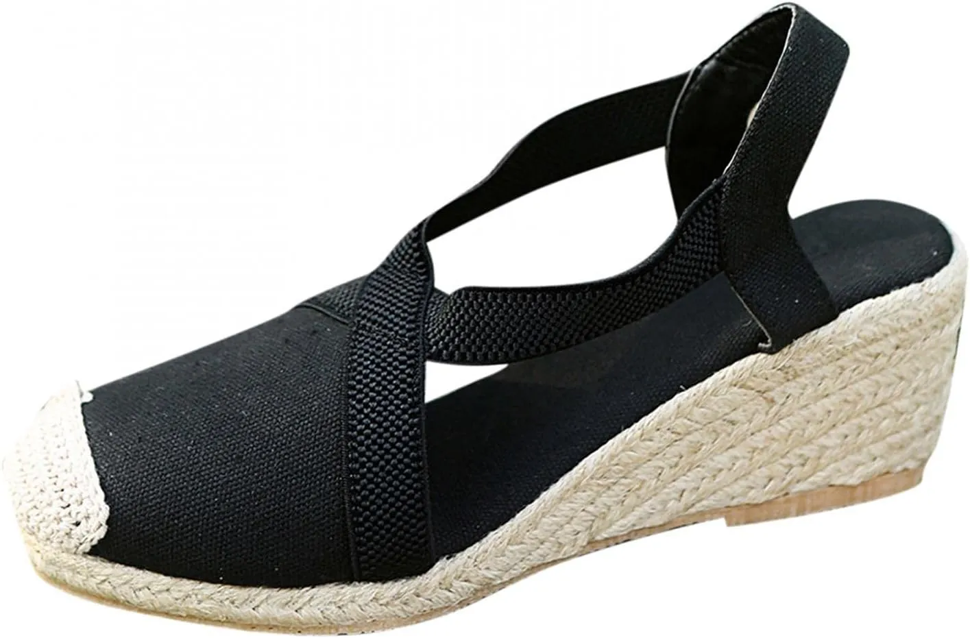 Hbeylia Wedge Platform Espadrille Ballet Flats for Women Ladies Fashion Casual Closed Toe Cross Ankle Strap Slingback Chunky High Heels Dress Sandals Slip On Loafers Autumn Summer Walking Shoes