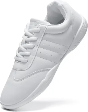 HIKLDK White Cheer Shoes Girls Youth Cheerleading Shoes Dance Shoes White Tennis Shoes Fashion Sports Shoes Training Athletic Comfortable Shoes Kids Cheer Sneakers