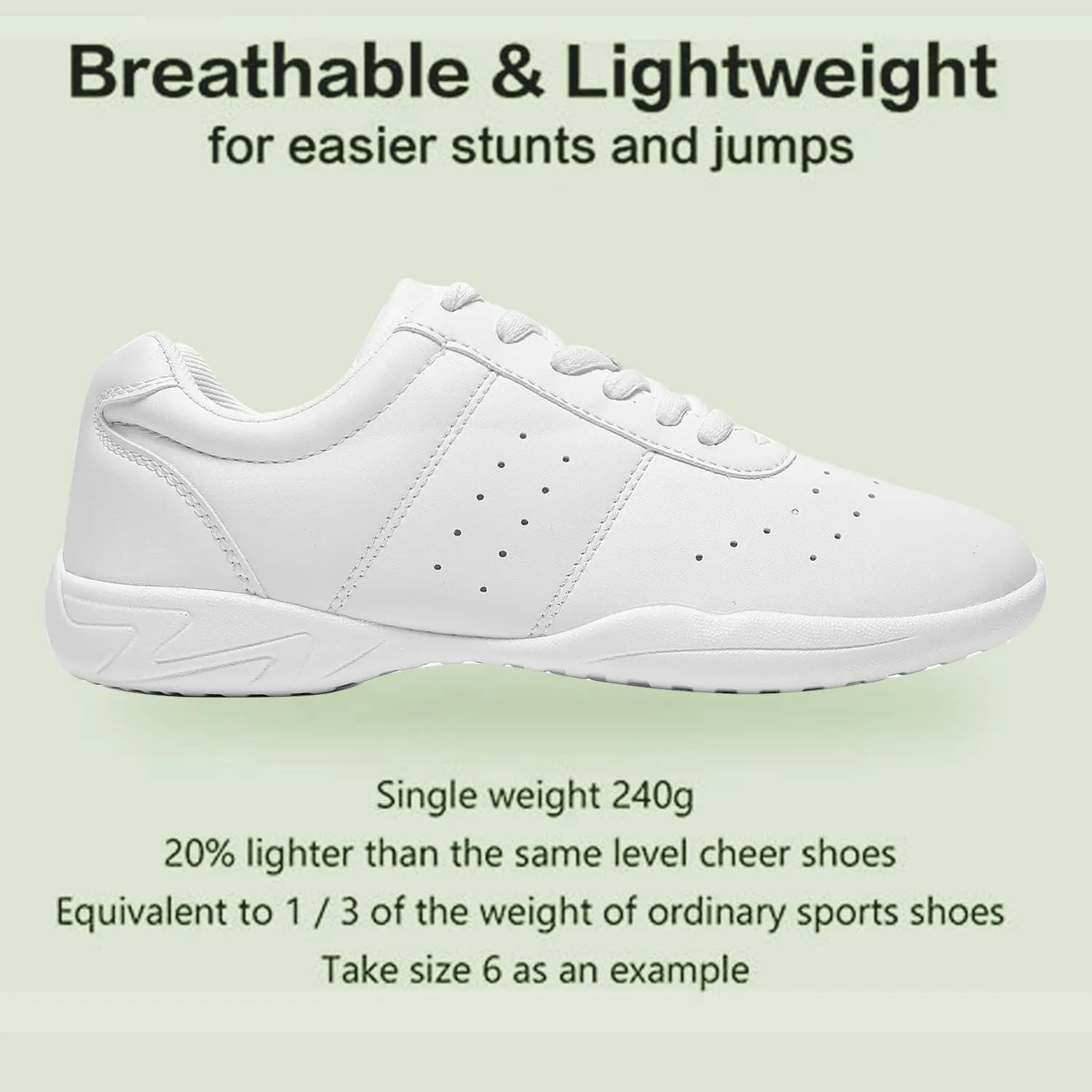 HIKLDK White Cheer Shoes Girls Youth Cheerleading Shoes Dance Shoes White Tennis Shoes Fashion Sports Shoes Training Athletic Comfortable Shoes Kids Cheer Sneakers