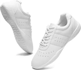 HIKLDK White Cheer Shoes Girls Youth Cheerleading Shoes Dance Shoes White Tennis Shoes Fashion Sports Shoes Training Athletic Comfortable Shoes Kids Cheer Sneakers
