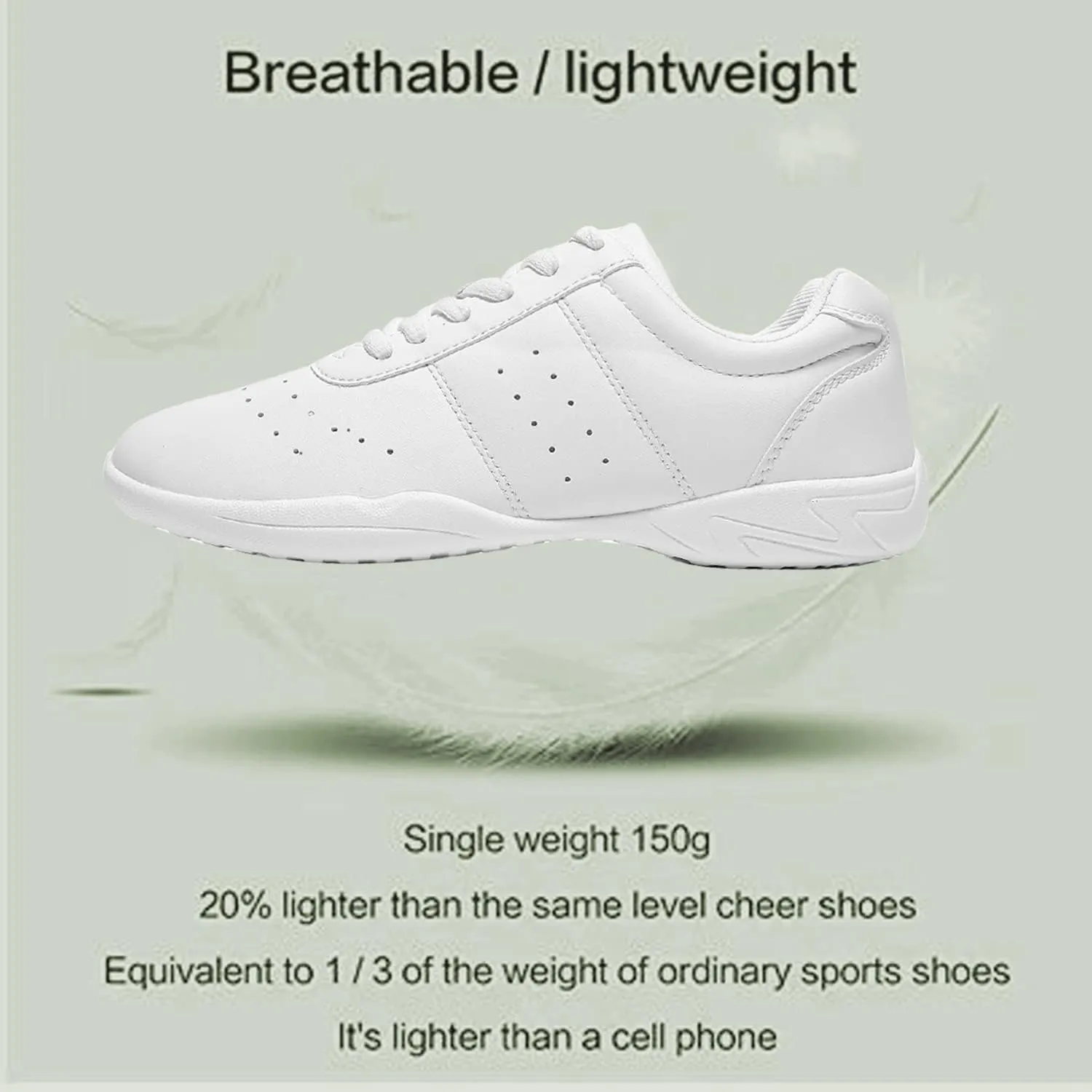 HIKLDK White Cheer Shoes Girls Youth Cheerleading Shoes Dance Shoes White Tennis Shoes Fashion Sports Shoes Training Athletic Comfortable Shoes Kids Cheer Sneakers