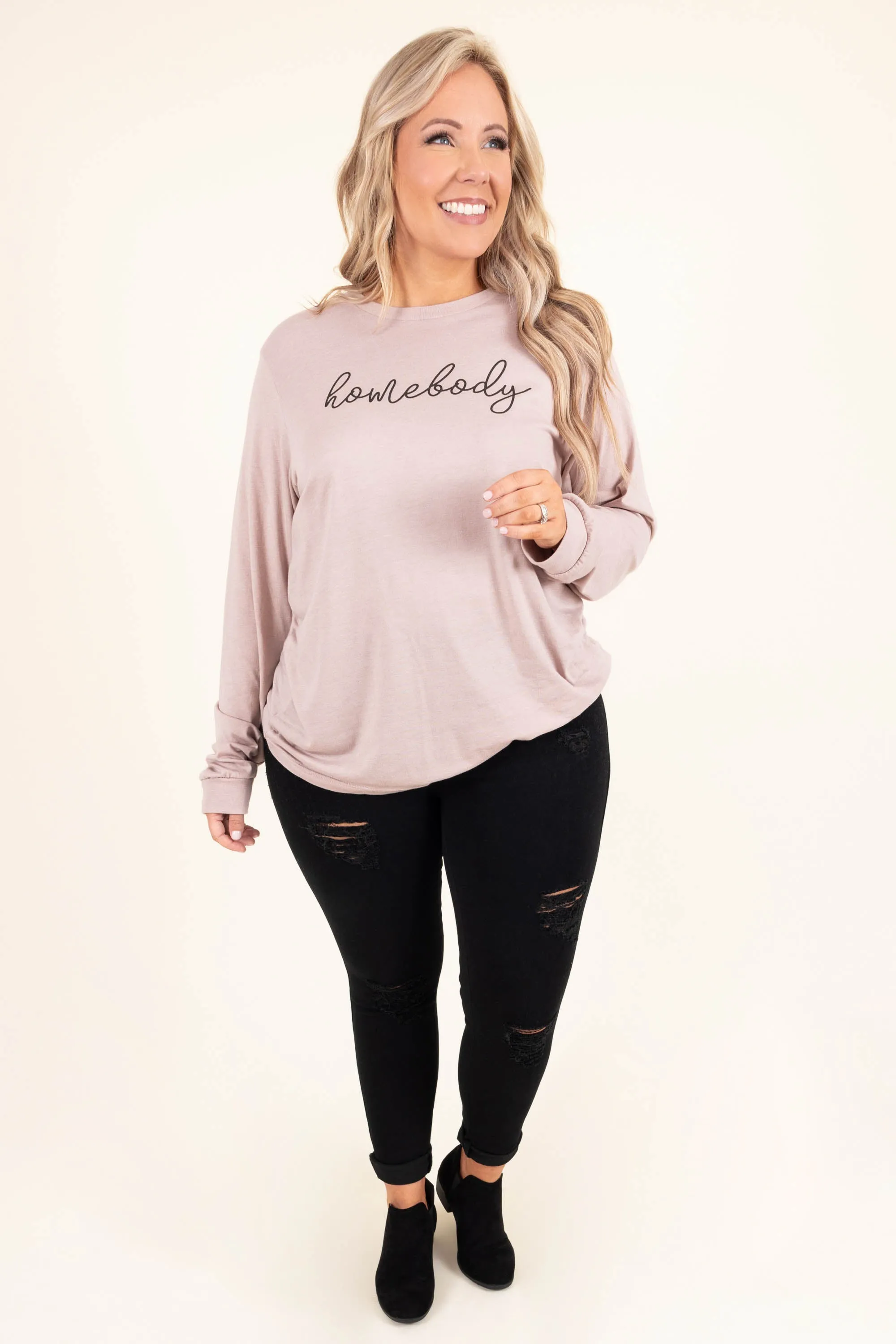 Homebody Top, Heather Pink Gravel