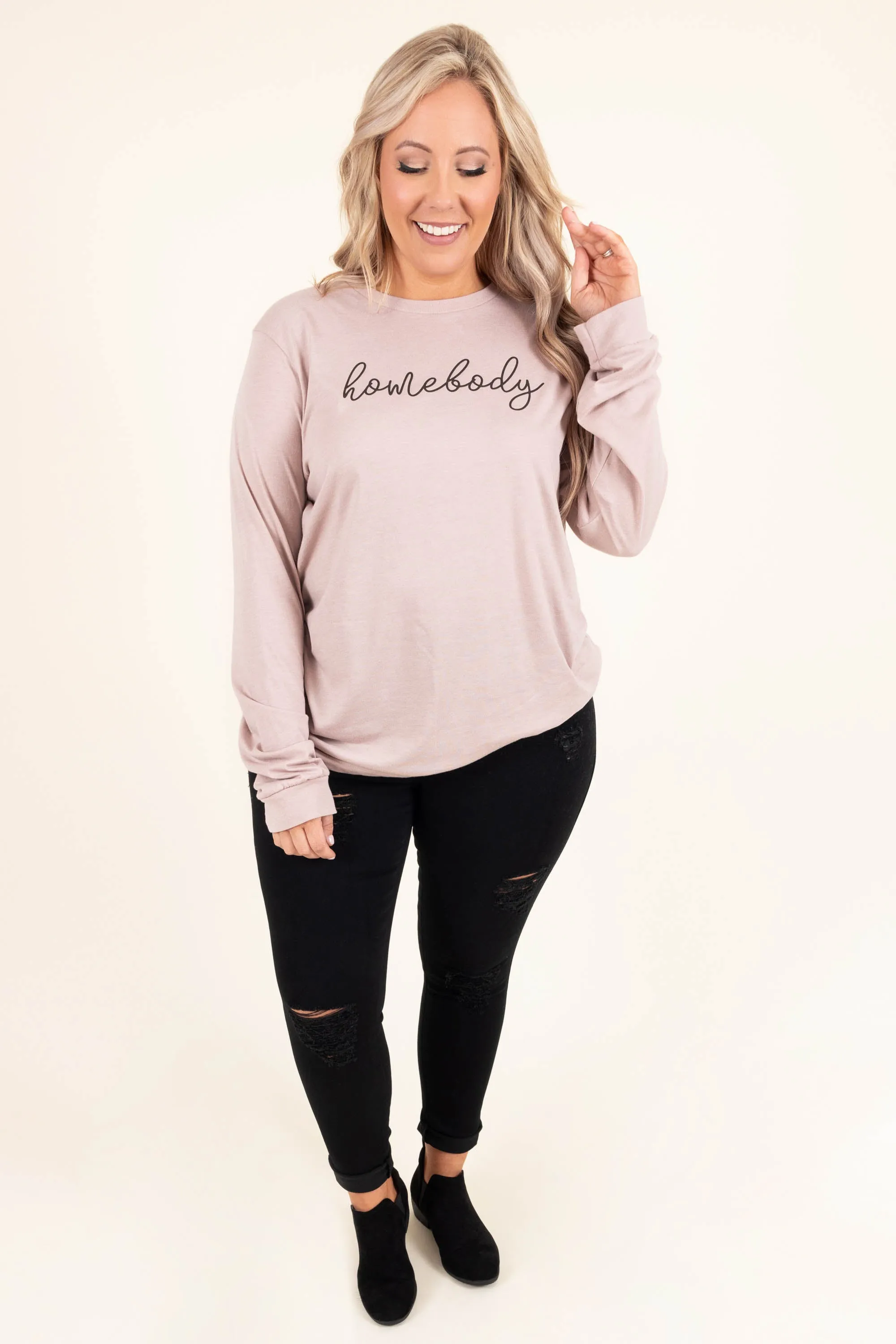 Homebody Top, Heather Pink Gravel