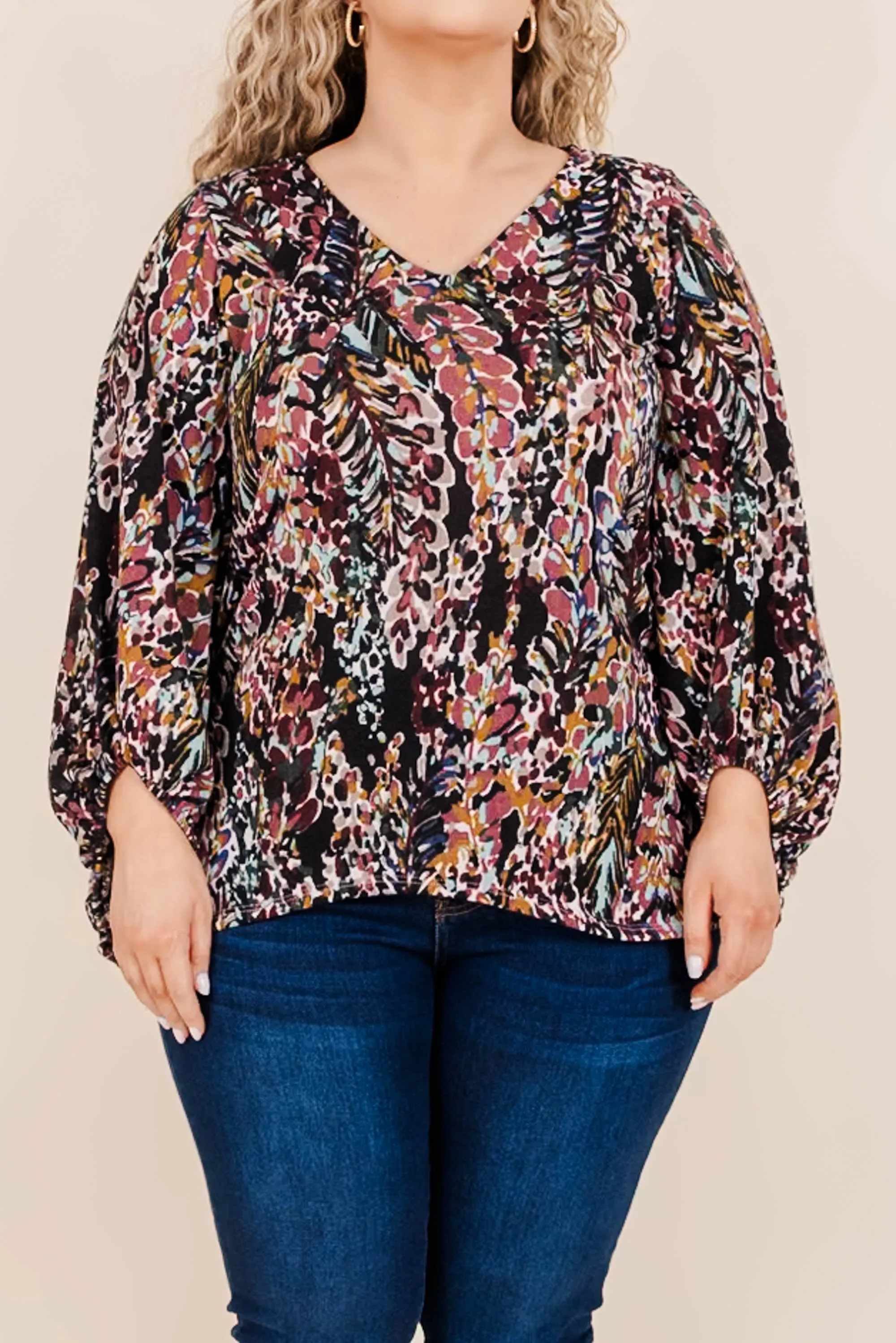Honey Floral Top, Black
