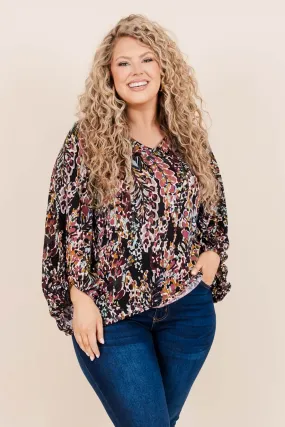 Honey Floral Top, Black