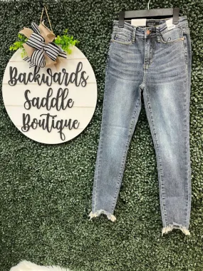 Judy Blue Shark Bite Hem Skinny Jeans