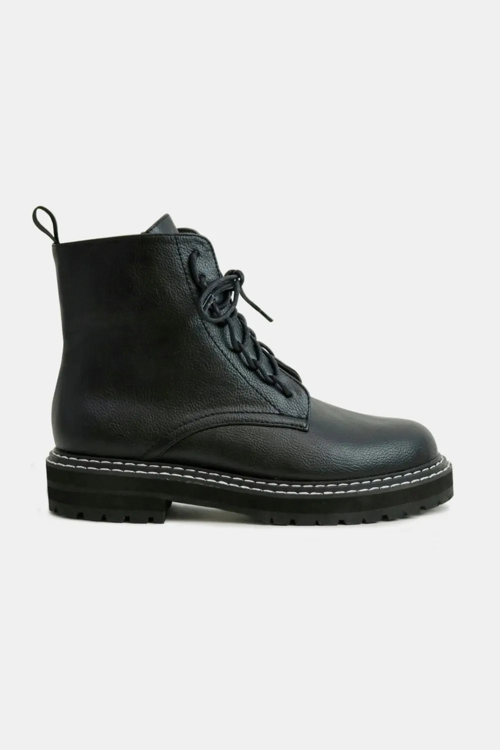 Lace-Up Boots with Side Zipper