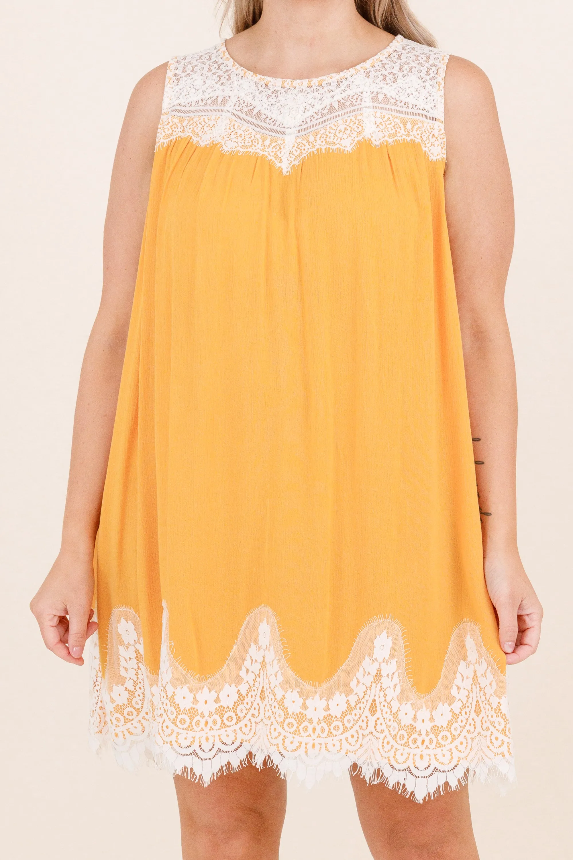 Laced With Love Dress, Goldenrod