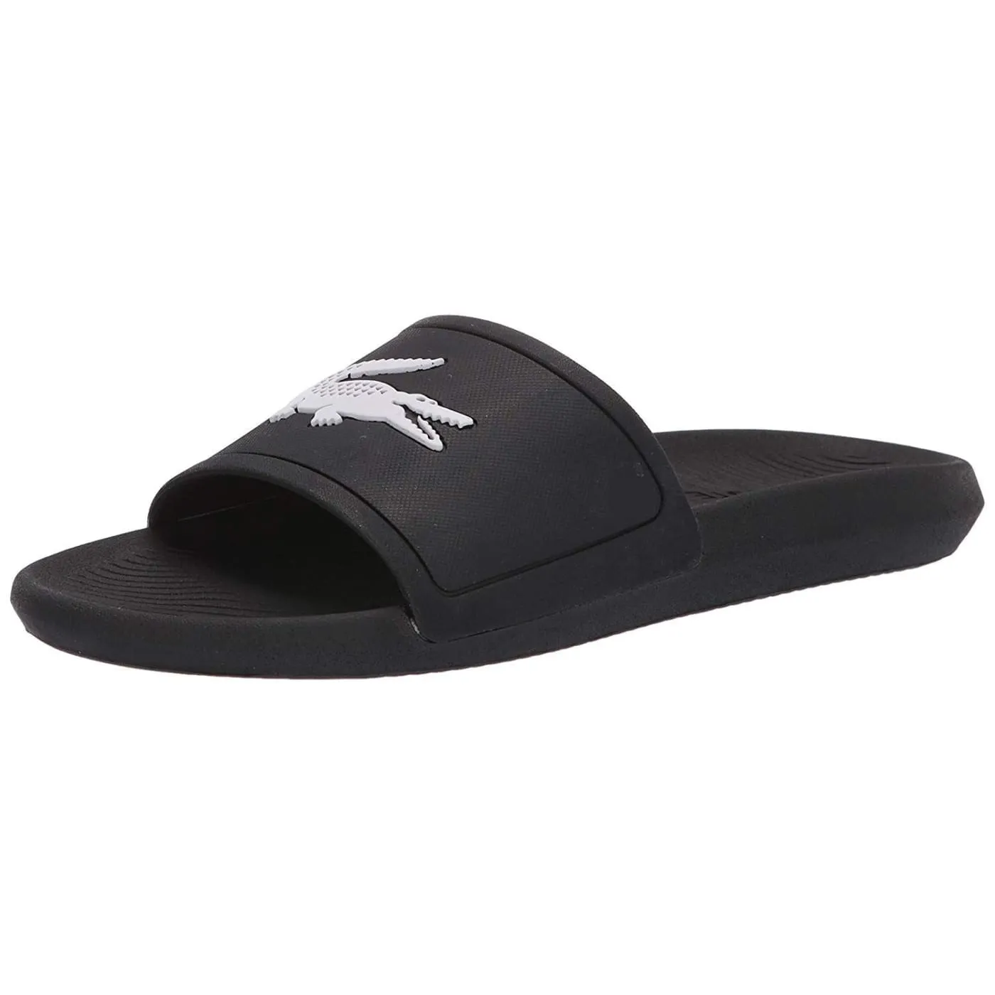 Lacoste Croco Slide 119 Black White Mens Beach Summer Flip Flops