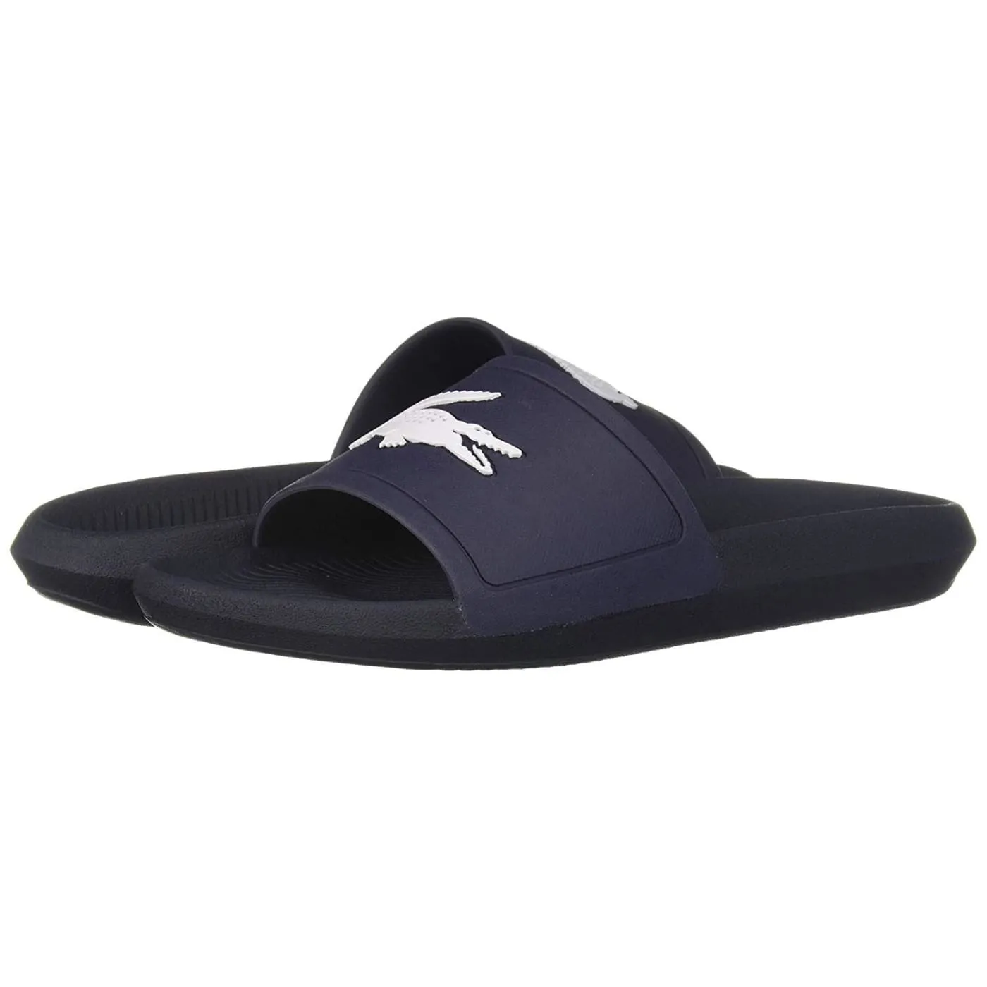 Lacoste Croco Slide 119 Navy White Mens Beach Summer Flip Flops