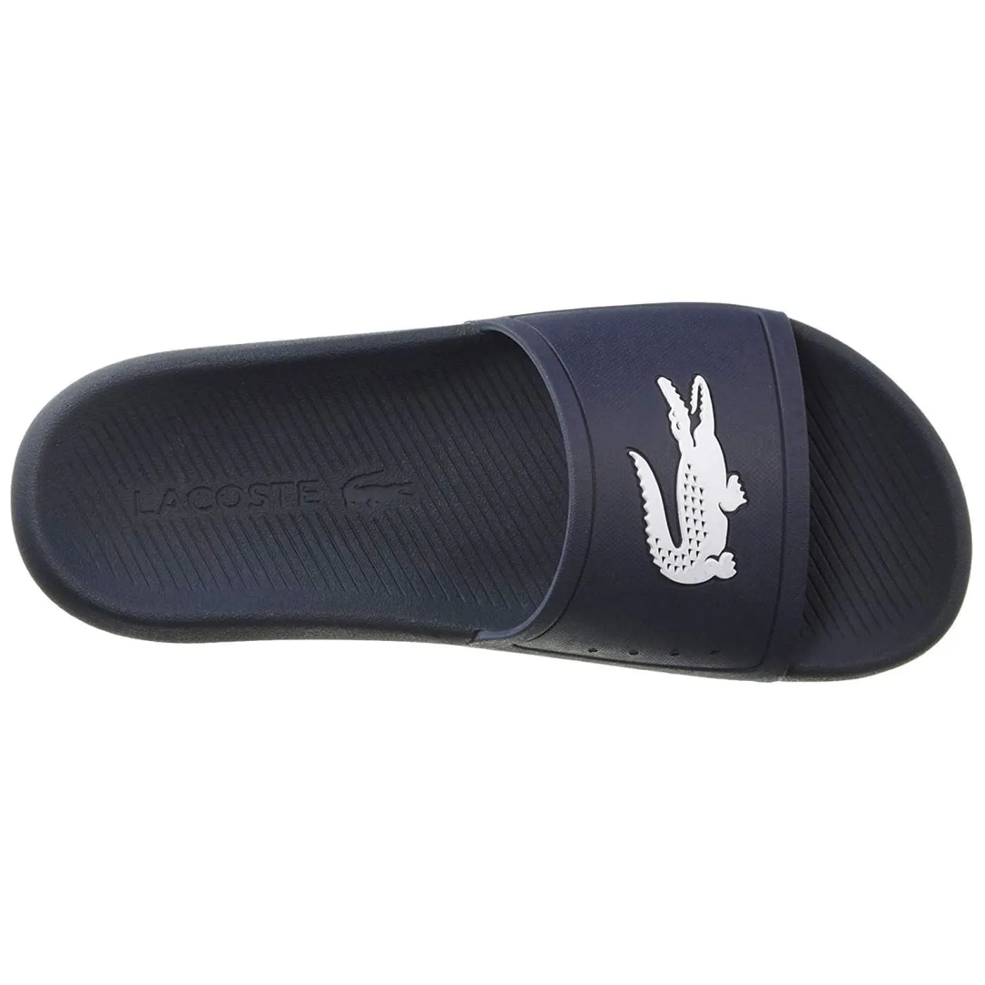 Lacoste Croco Slide 119 Navy White Mens Beach Summer Flip Flops