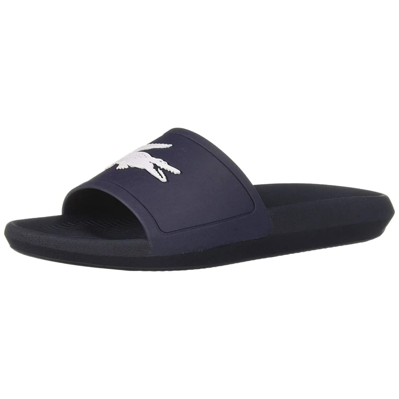 Lacoste Croco Slide 119 Navy White Mens Beach Summer Flip Flops