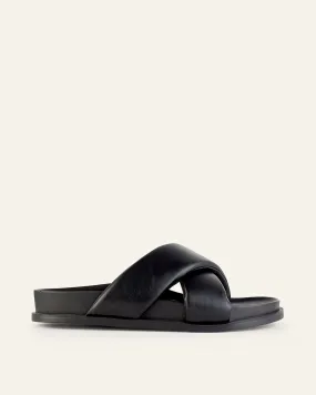 Mecca Flat Sandals Black Leather
