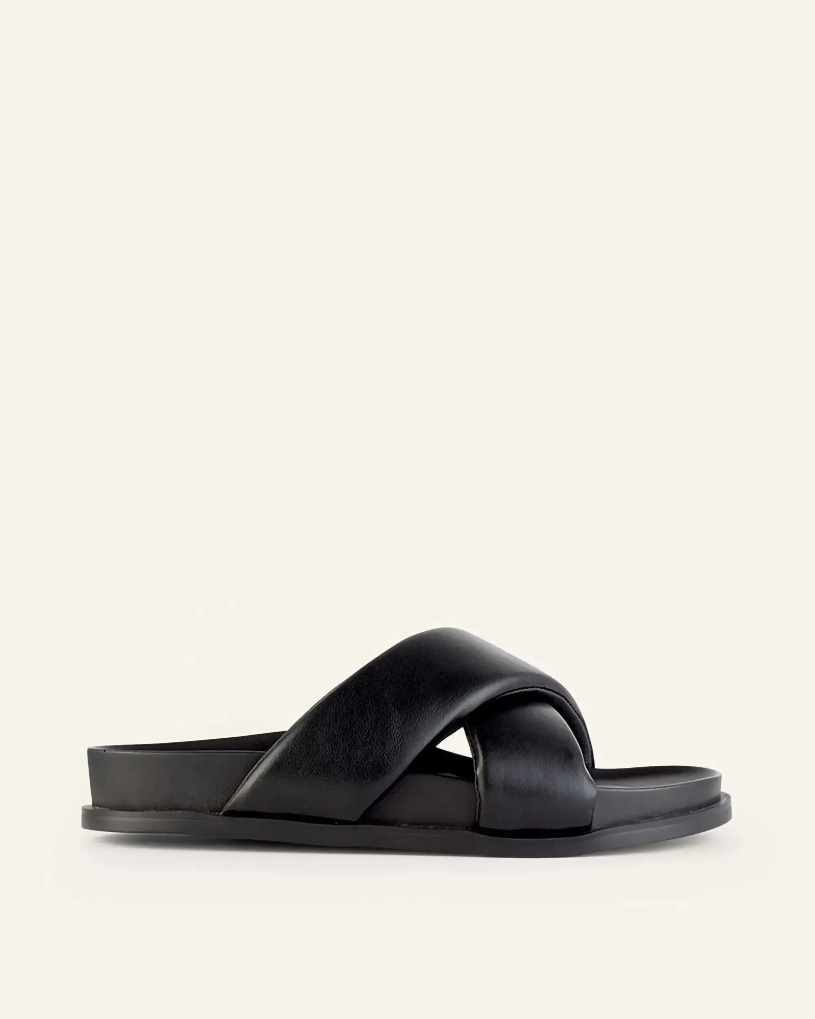 Mecca Flat Sandals Black Leather