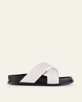 Mecca Flat Sandals Bone Leather