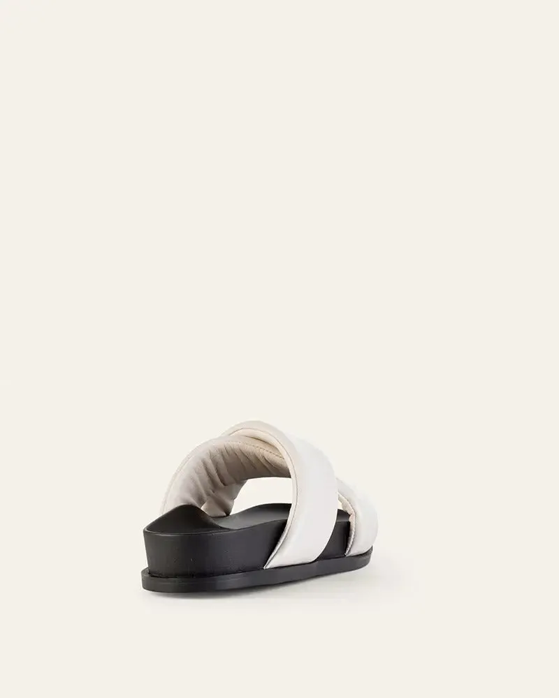 Mecca Flat Sandals Bone Leather
