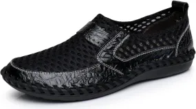 Men's Mesh Breathable Walking Loafers Outdoor Lightweight Slip-on Mesh Casual Shoes Stitching Honeycomb Hiking Shoes