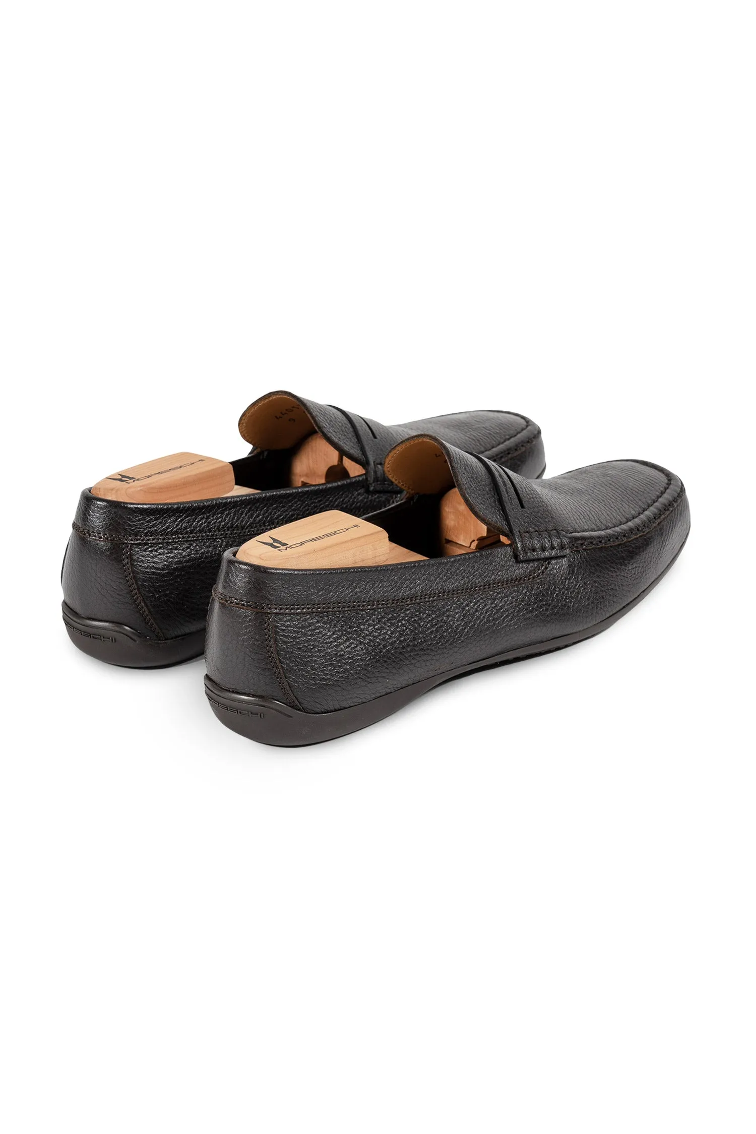 MORESCHI Dark Brown Minorca Leather Loafers