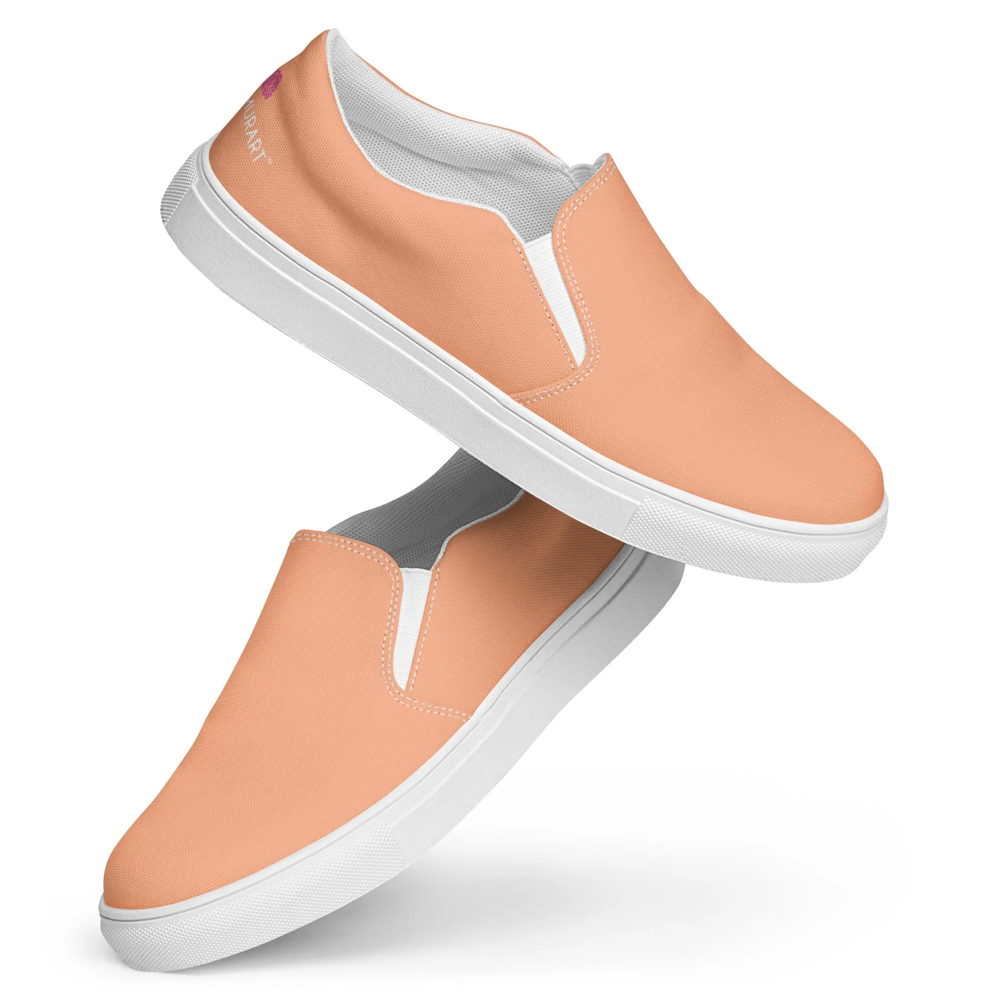 Nude Color Women's Slip Ons, Solid Colorful Nude Pink Color Modern Minimalist Women’s Slip-On Canvas Shoes (US Size: 5-12)