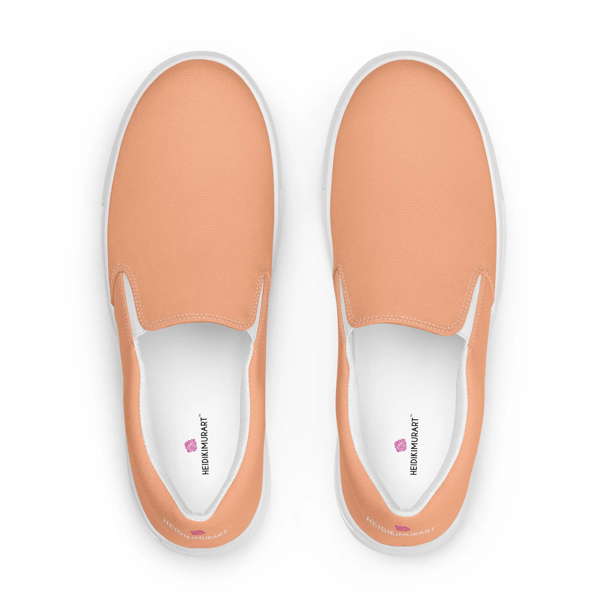 Nude Color Women's Slip Ons, Solid Colorful Nude Pink Color Modern Minimalist Women’s Slip-On Canvas Shoes (US Size: 5-12)