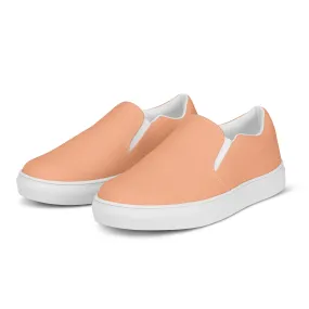 Nude Color Women's Slip Ons, Solid Colorful Nude Pink Color Modern Minimalist Women’s Slip-On Canvas Shoes (US Size: 5-12)
